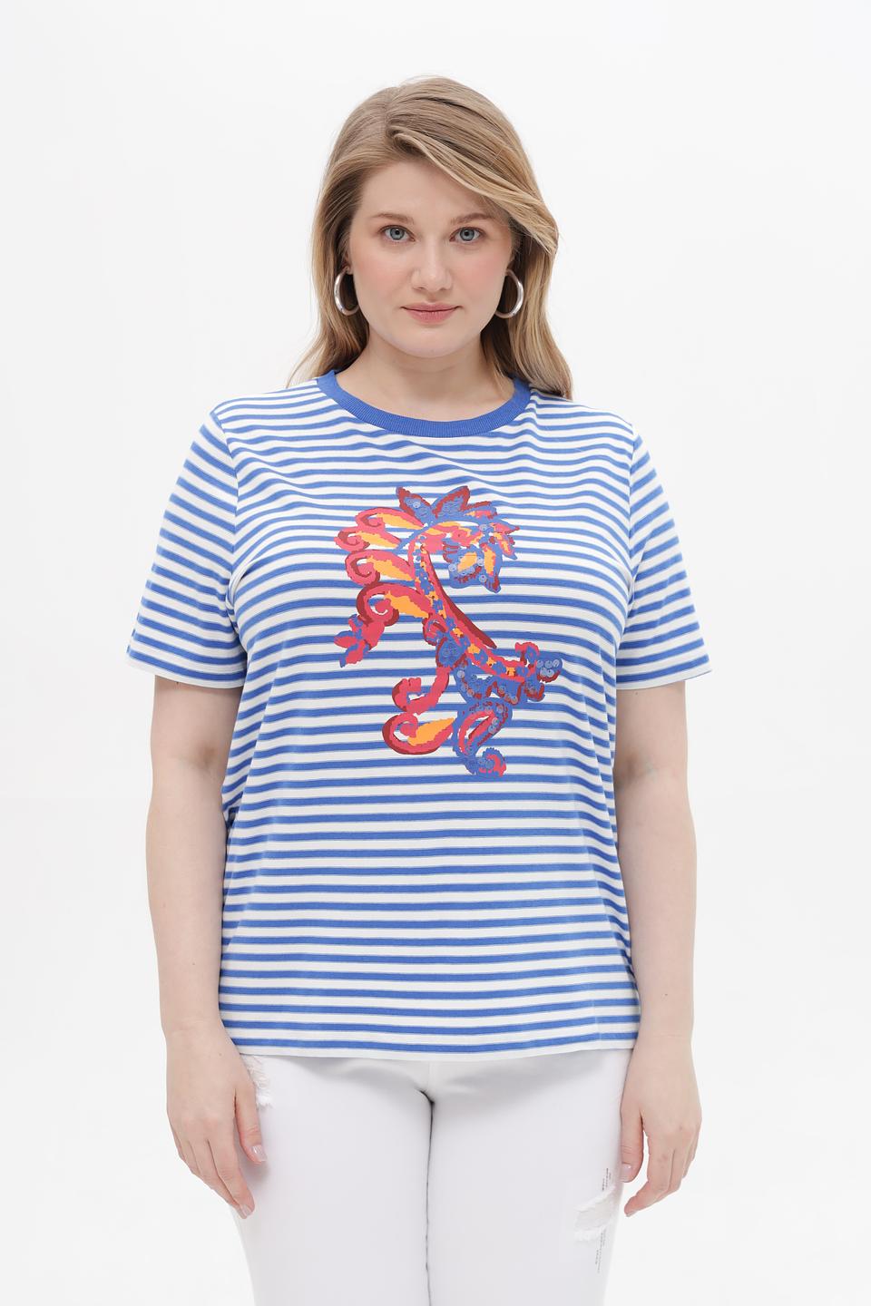 Футболка Samoon в полоску с принтом