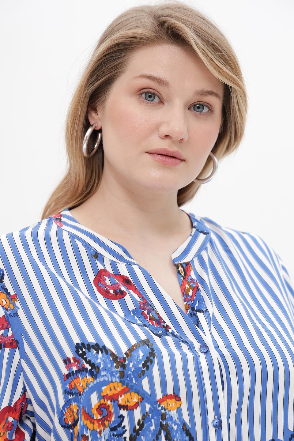 Блуза Samoon в полоску с принтом