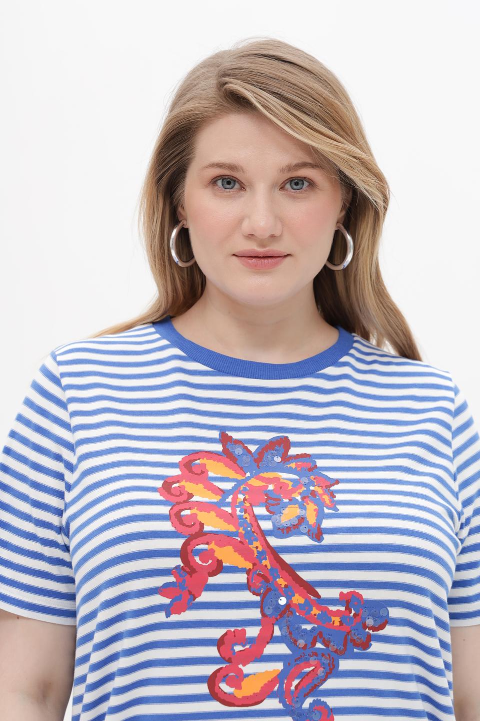 Футболка Samoon в полоску с принтом