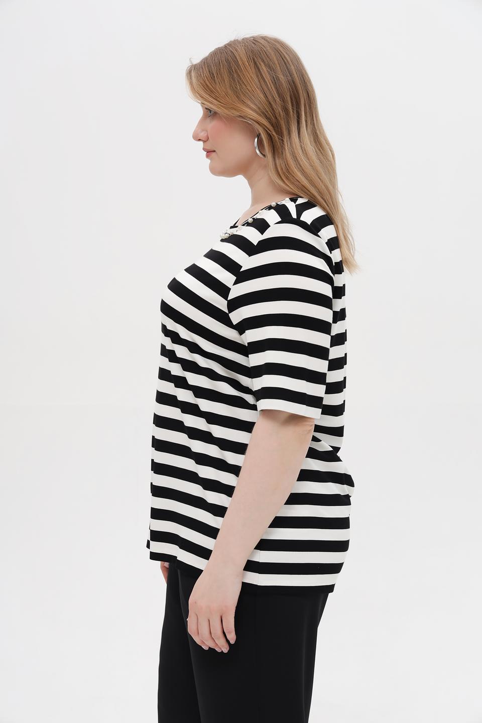 Футболка Via Appia в полоску черная