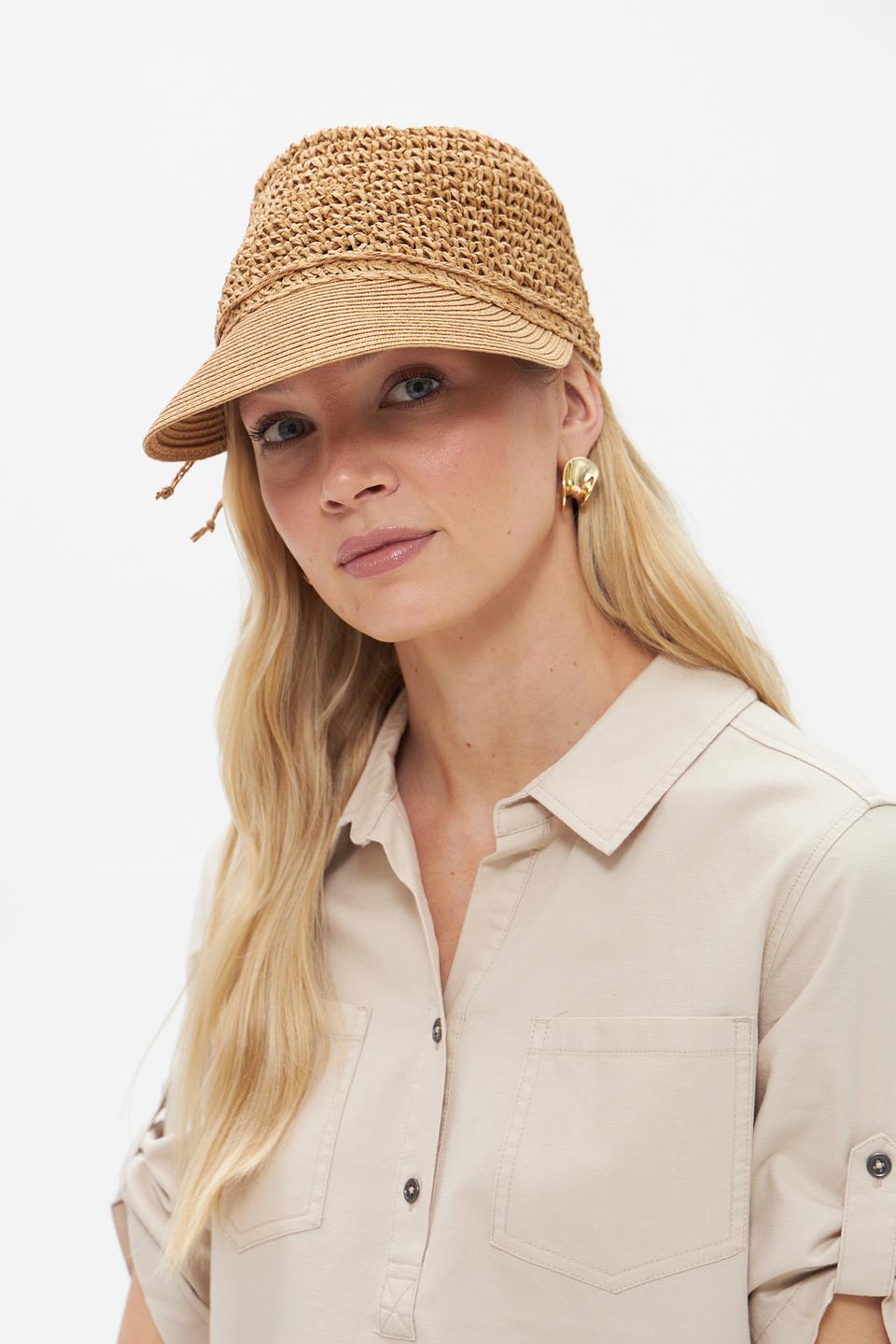 Бейсболка Seeberger плетеная бежевая