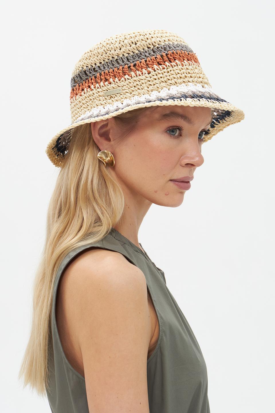 Шляпа Seeberger в полоску бежевая