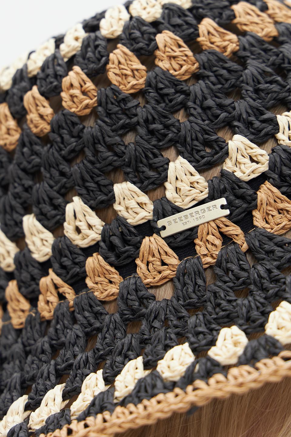 Шляпа Seeberger плетёная чёрно-бежевая