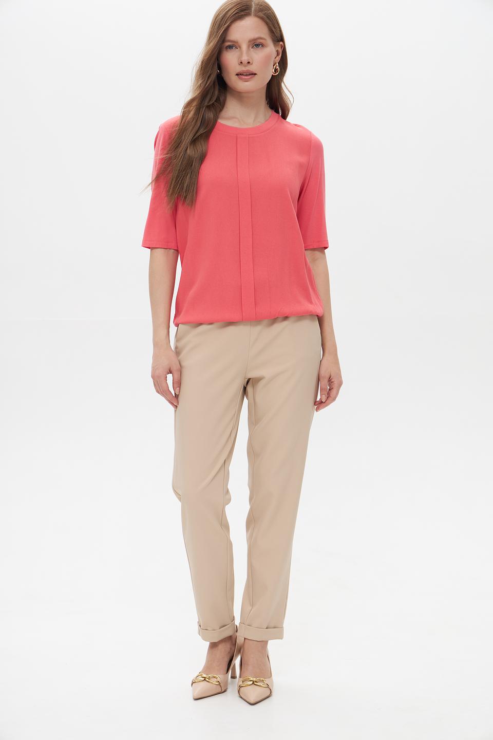 Блуза Lebek коралловая с защипами