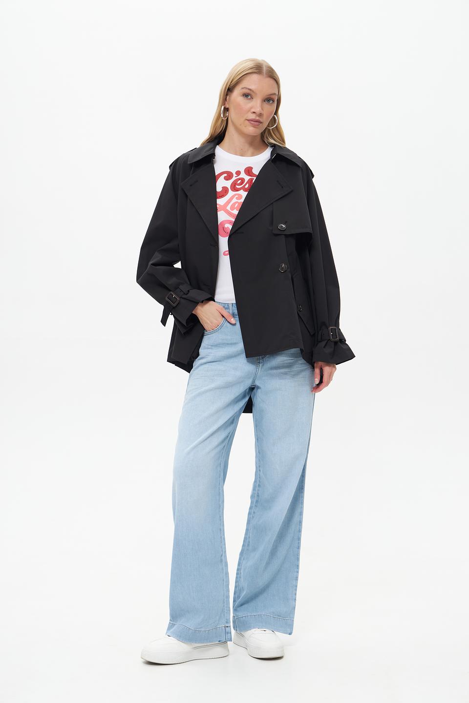 Плащ White Label черный оверсайз