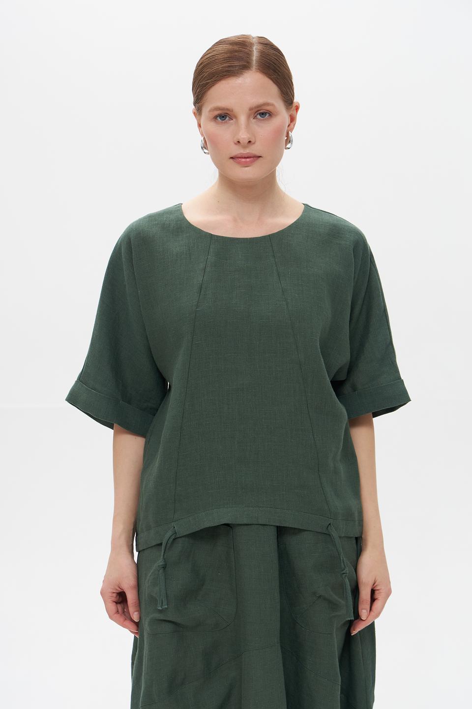 Блуза Electra style из льна, зеленый