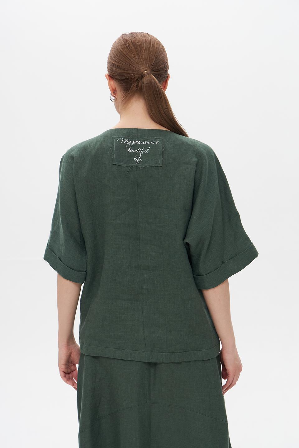 Блуза Electra style из льна, зеленый