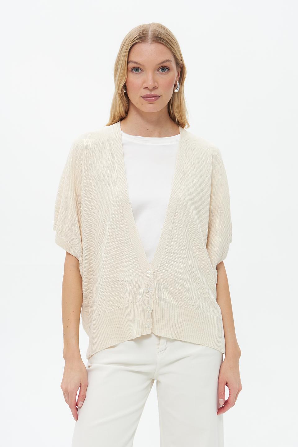 Жакет Croche с коротким рукавом бежевый