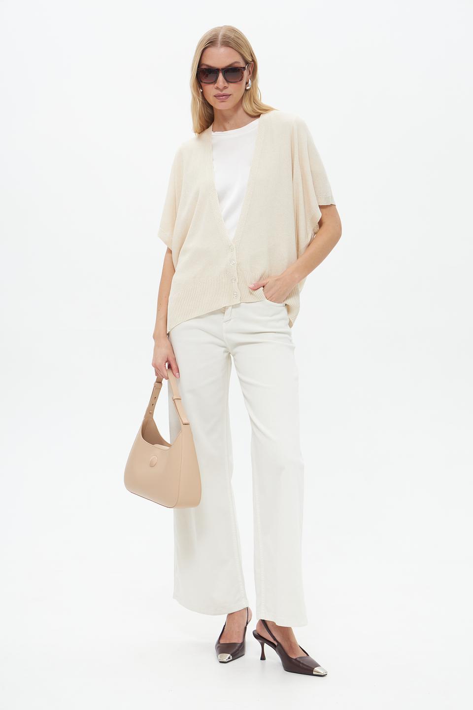 Жакет Croche с коротким рукавом бежевый