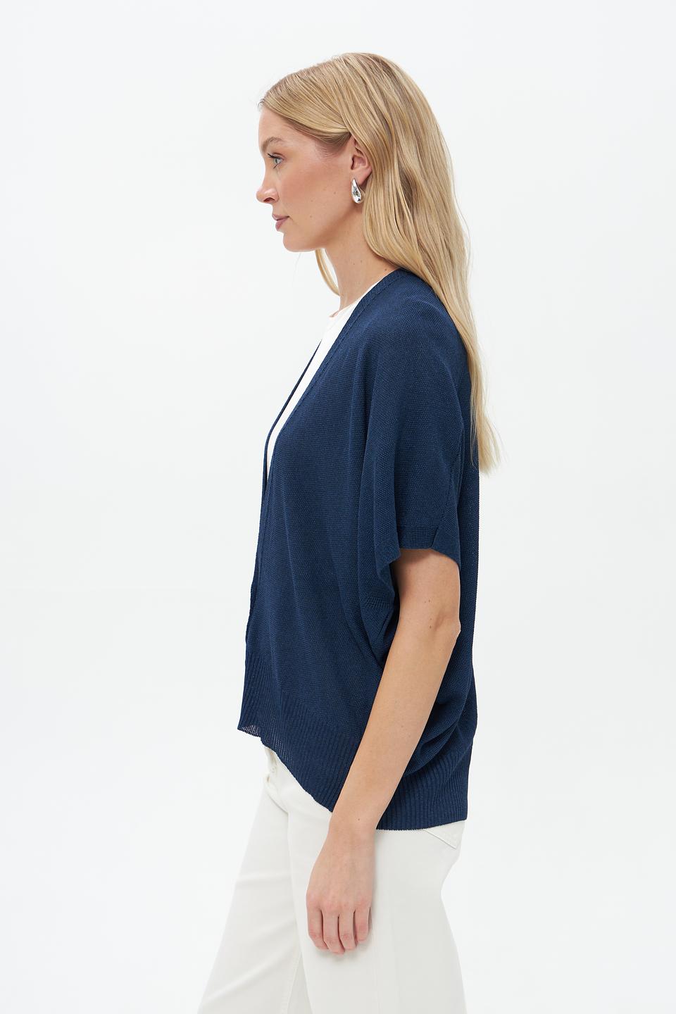 Жакет Croche вязаный синий