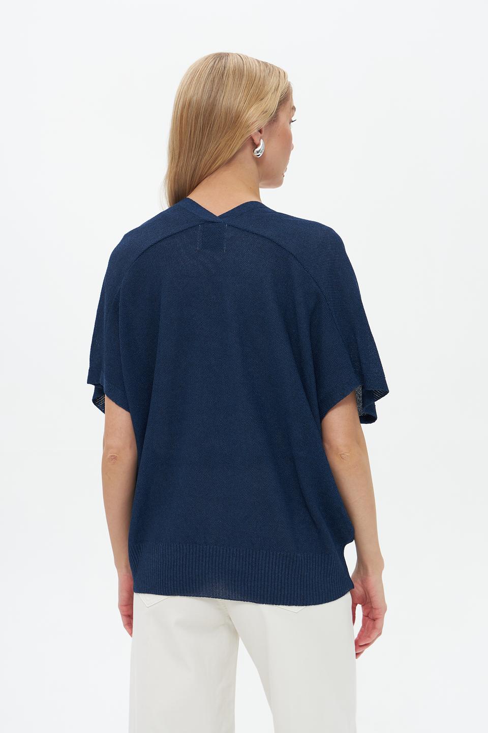 Жакет Croche вязаный синий