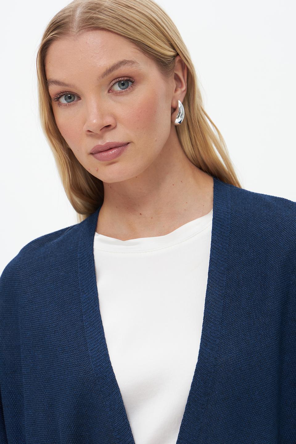 Жакет Croche вязаный синий