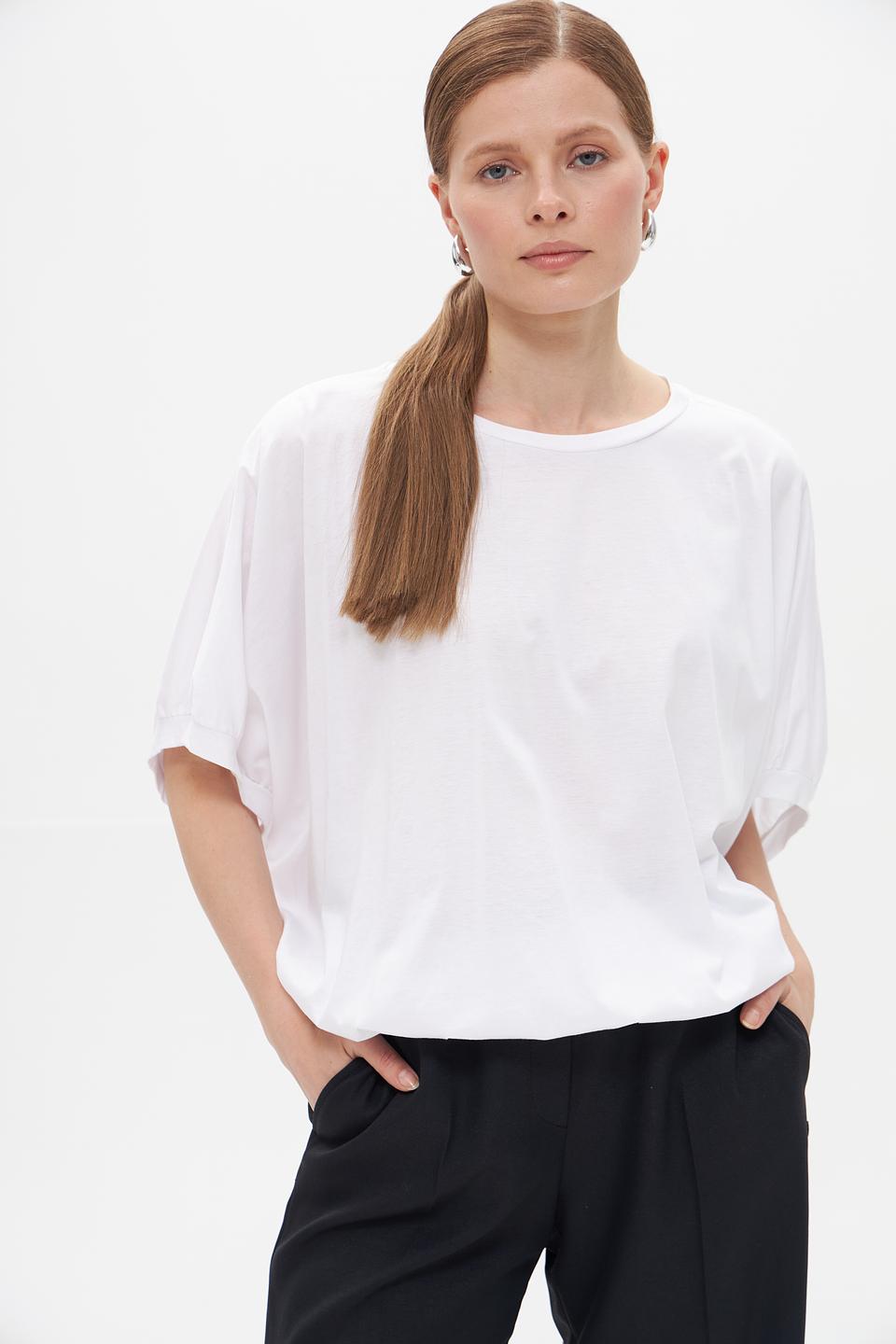 Футболка Croche женская белая с рукавом-фонариком