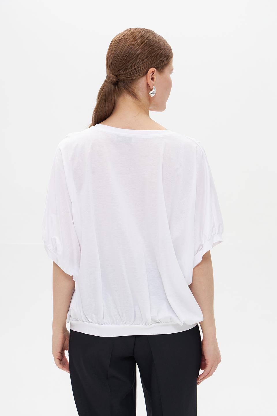 Футболка Croche женская белая с рукавом-фонариком