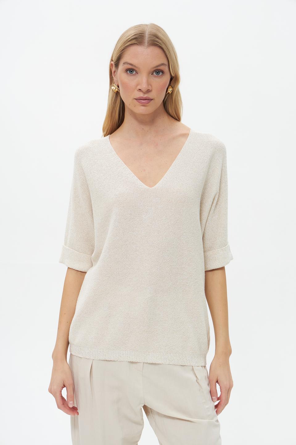 Пуловер Catnoir с V-образным вырезом бежевый