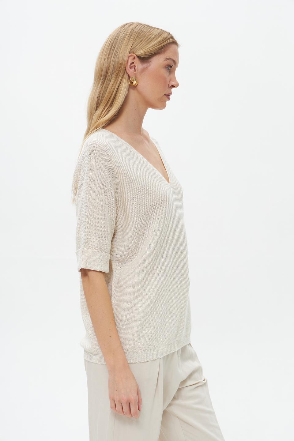 Пуловер Catnoir с V-образным вырезом бежевый