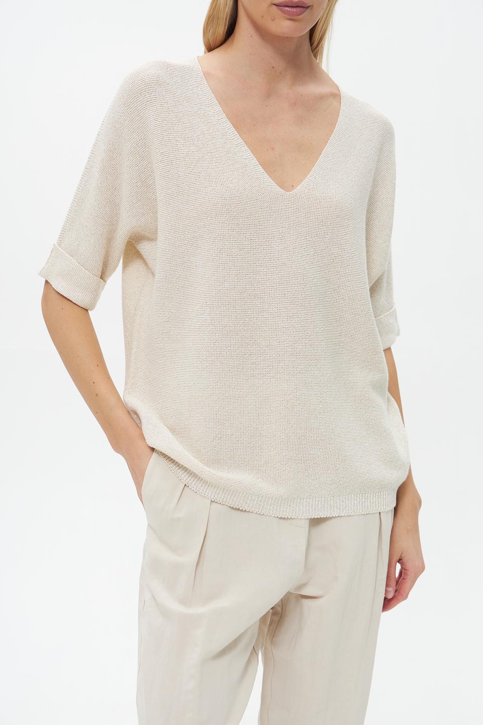 Пуловер Catnoir с V-образным вырезом бежевый