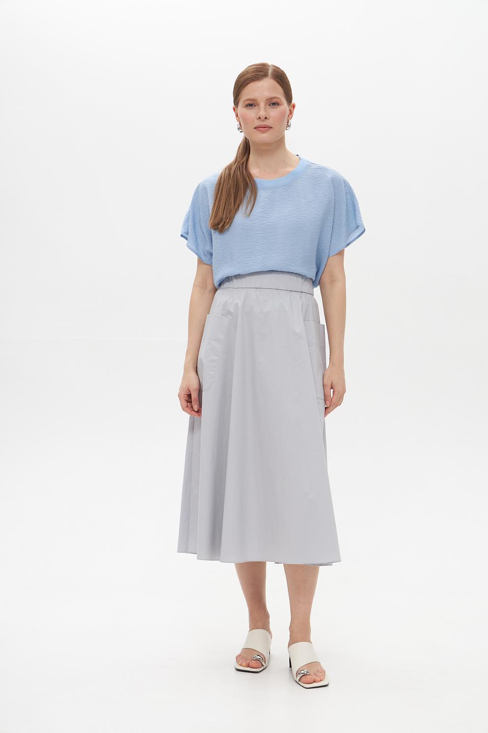 Блузка UNQ с коротким рукавом голубая