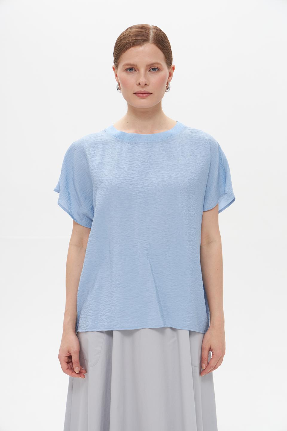 Блузка UNQ с коротким рукавом голубая