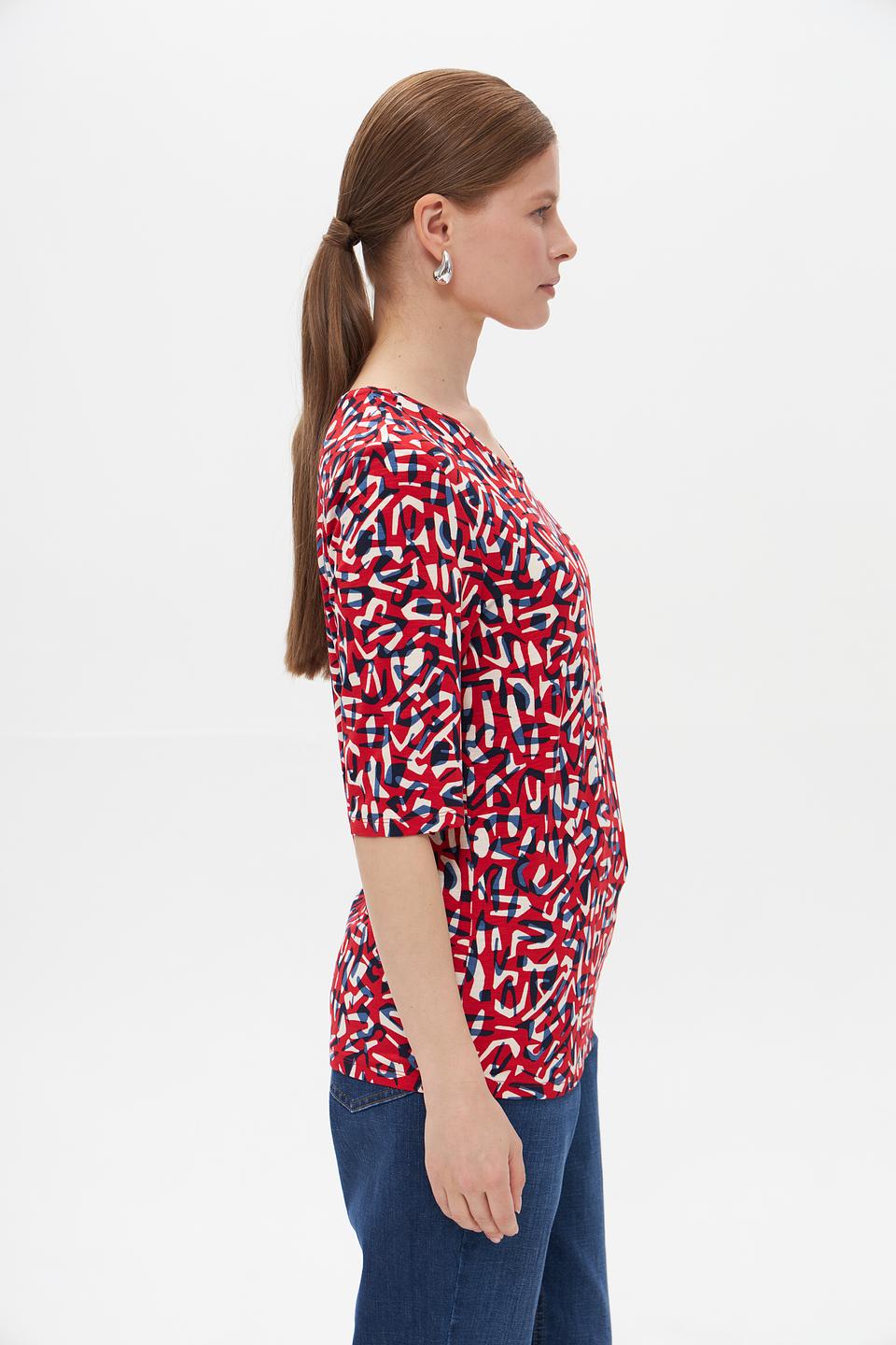 Футболка Lebek с принтом красный