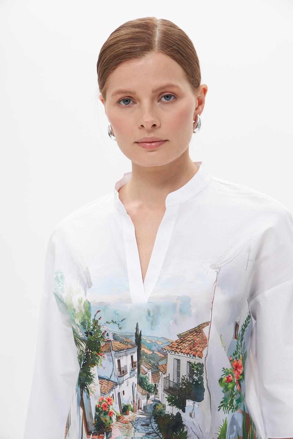 Блуза Marc Cain с принтом "Город"