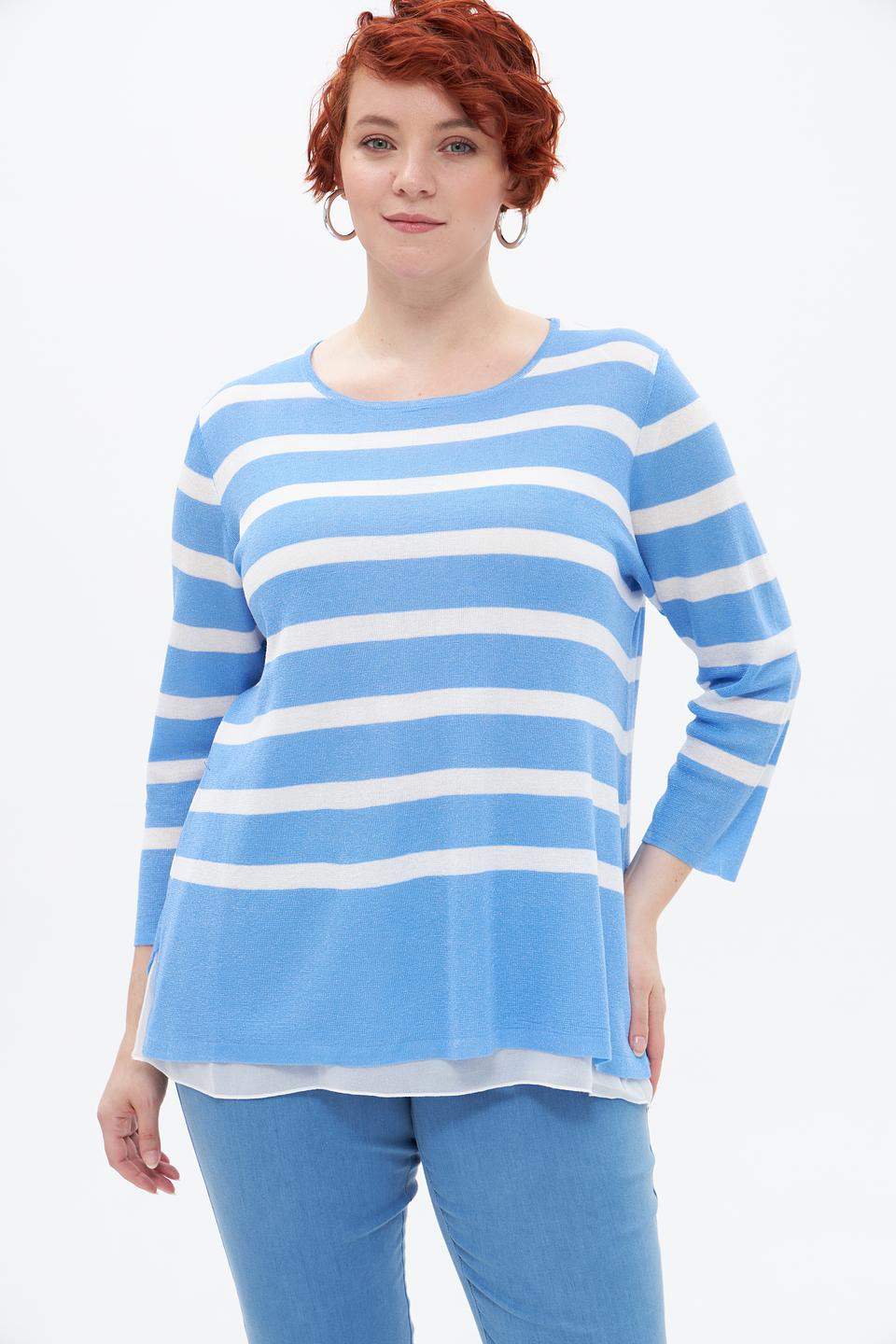Пуловер Frapp в полоску голубой