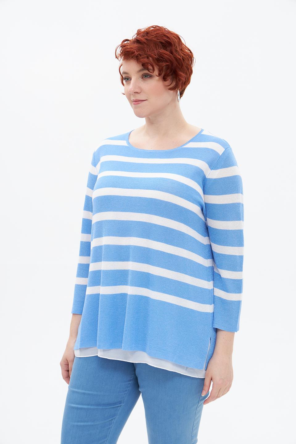 Пуловер Frapp в полоску голубой