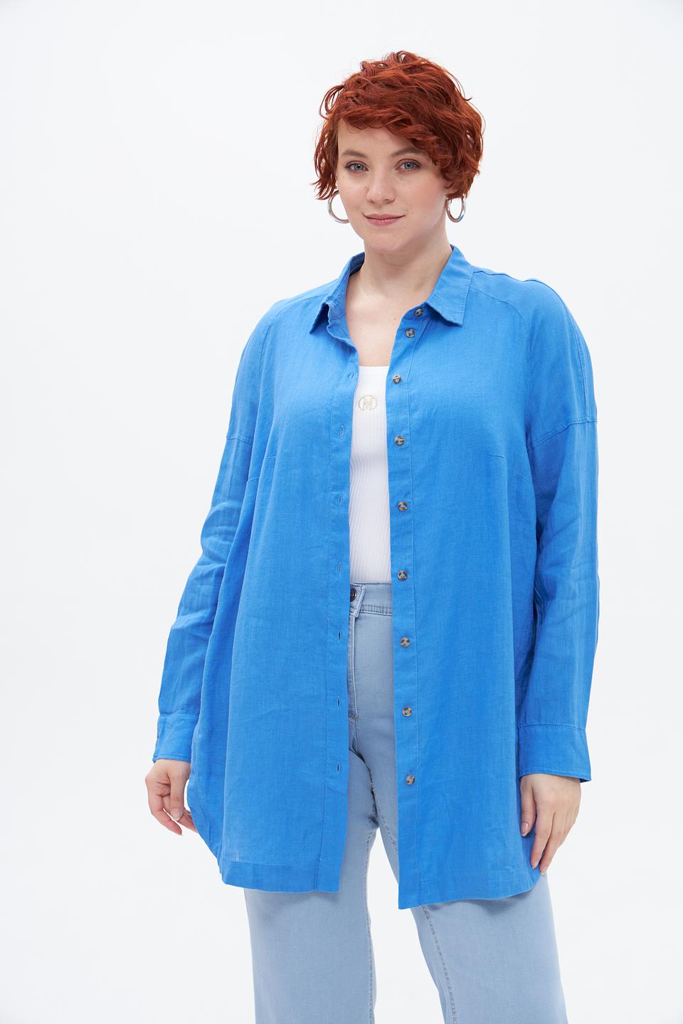Блузка Barbara Lebek льняная голубая