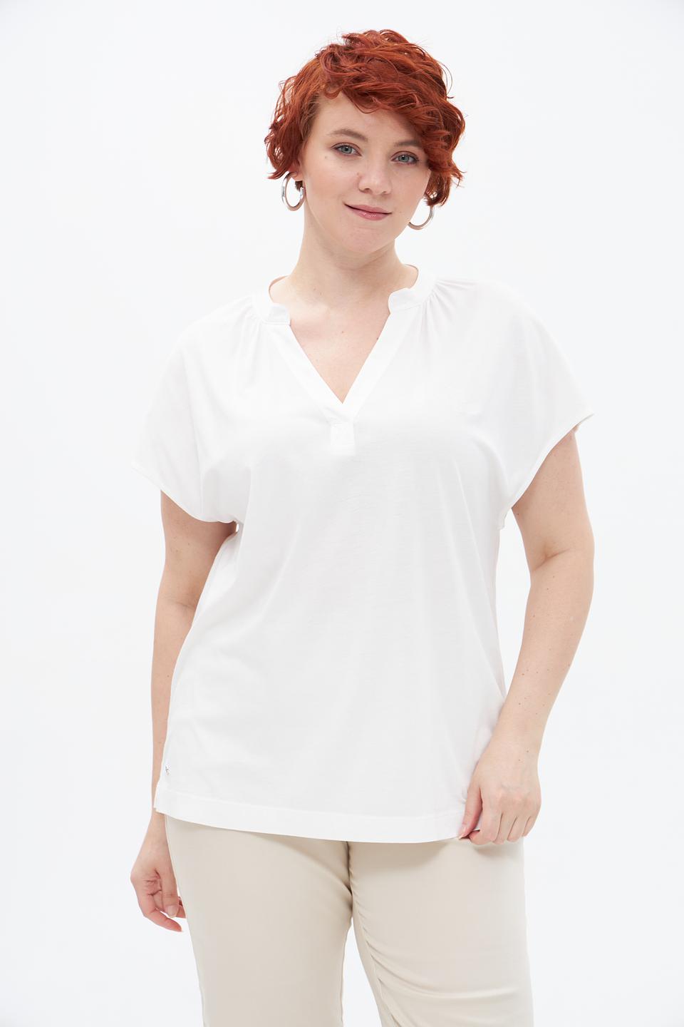 Блуза Marc Aurel белая с V-образным вырезом