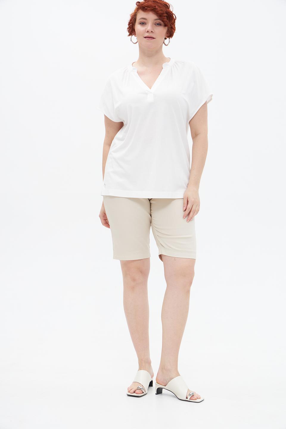 Блуза Marc Aurel белая с V-образным вырезом