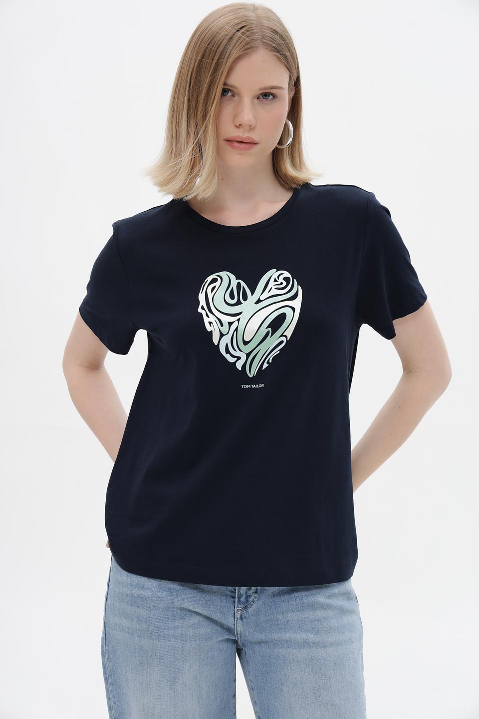 Футболка Tom Tailor с сердцем, чёрная