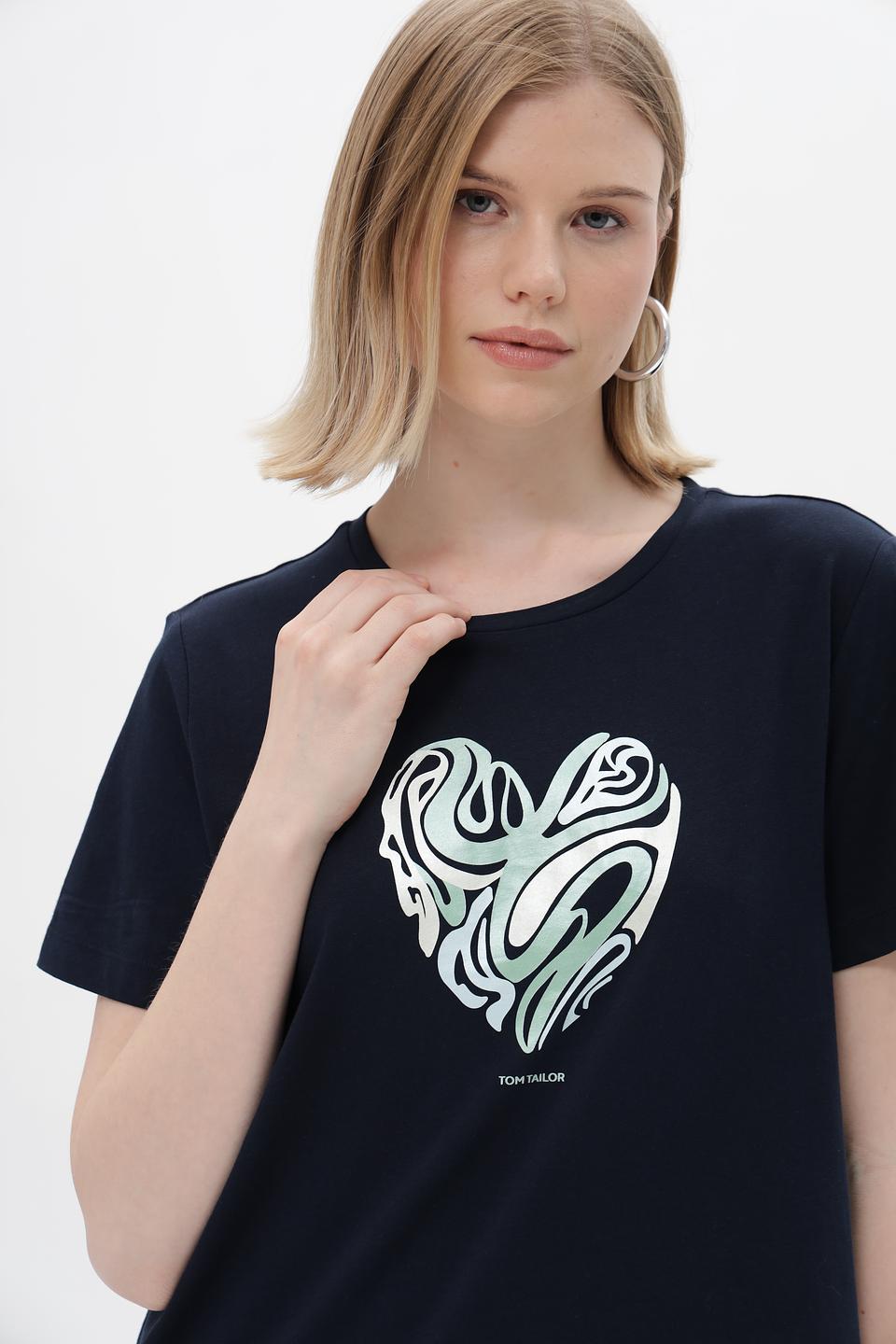 Футболка Tom Tailor с сердцем, чёрная