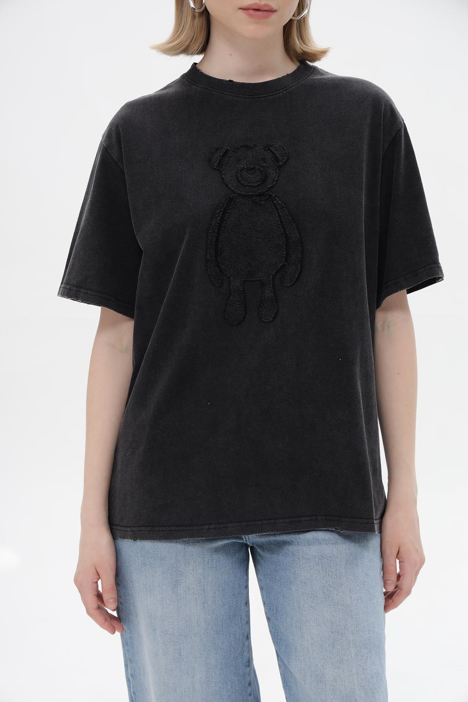 Футболка Electra style с медведем чёрная