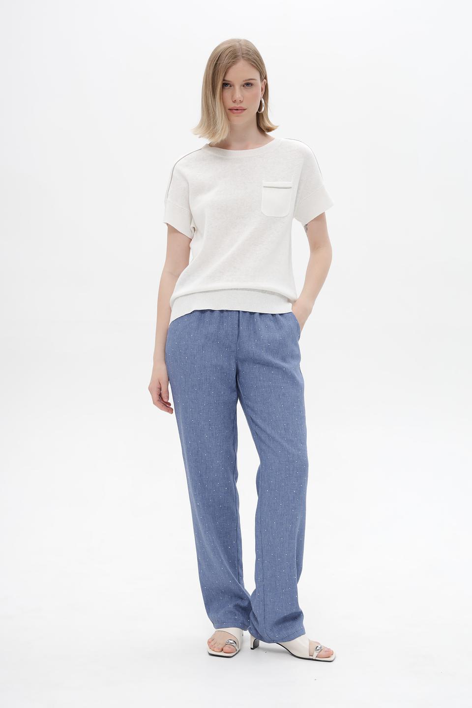 Брюки Toni collection в горошек голубой