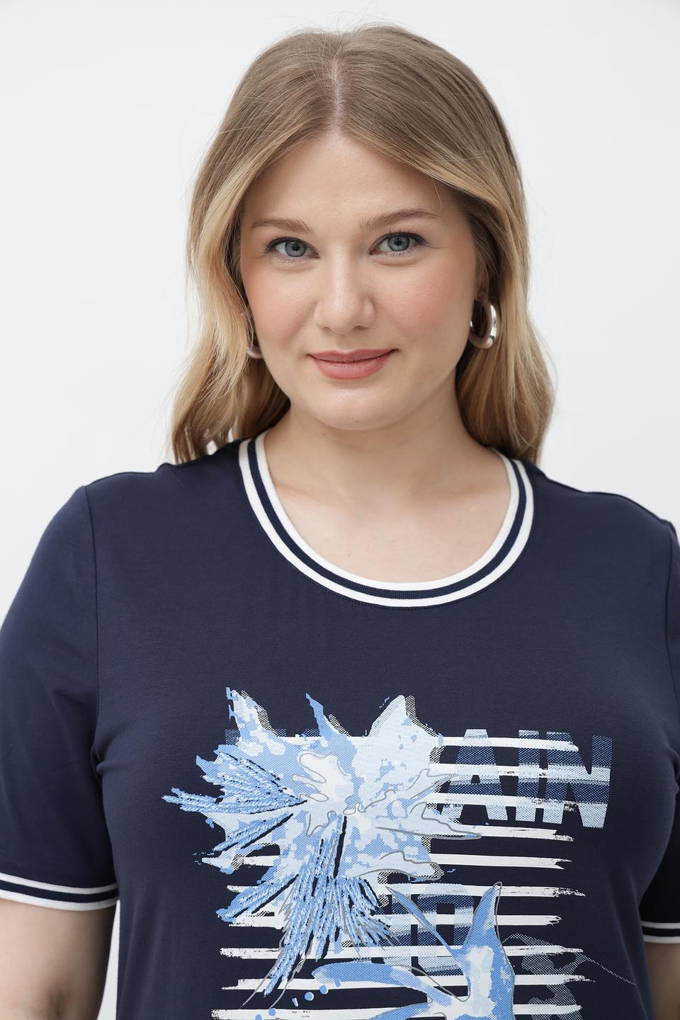 Футболка Barbara Lebek синяя с принтом