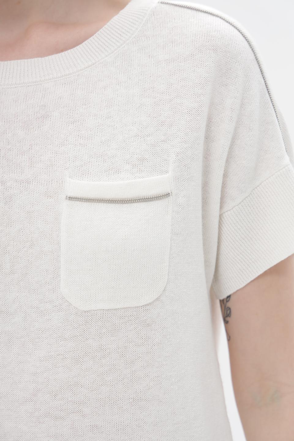 Пуловер Lebek с карманом молочный