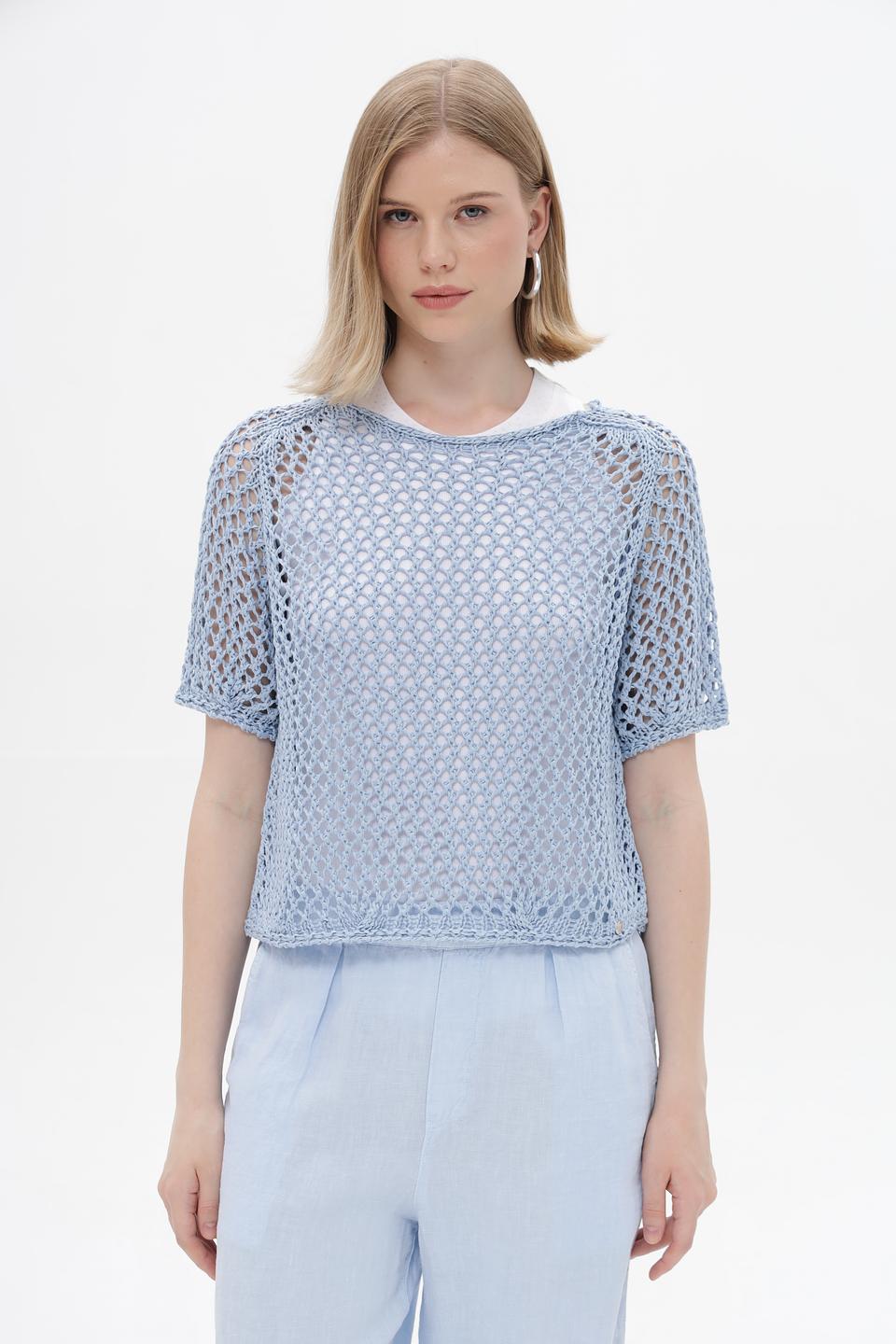 Пуловер Monari ажурный голубой