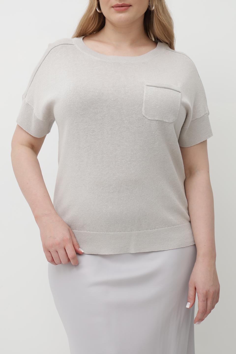 Пуловер Lebek с карманом бежевый