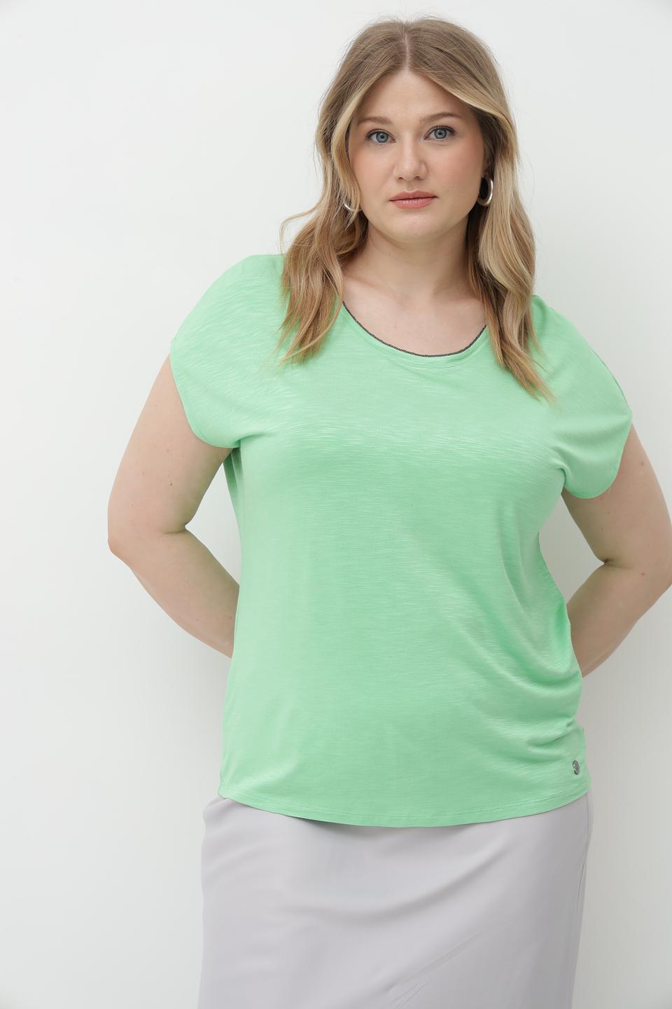 Футболка Lebek с V-образным вырезом мятная