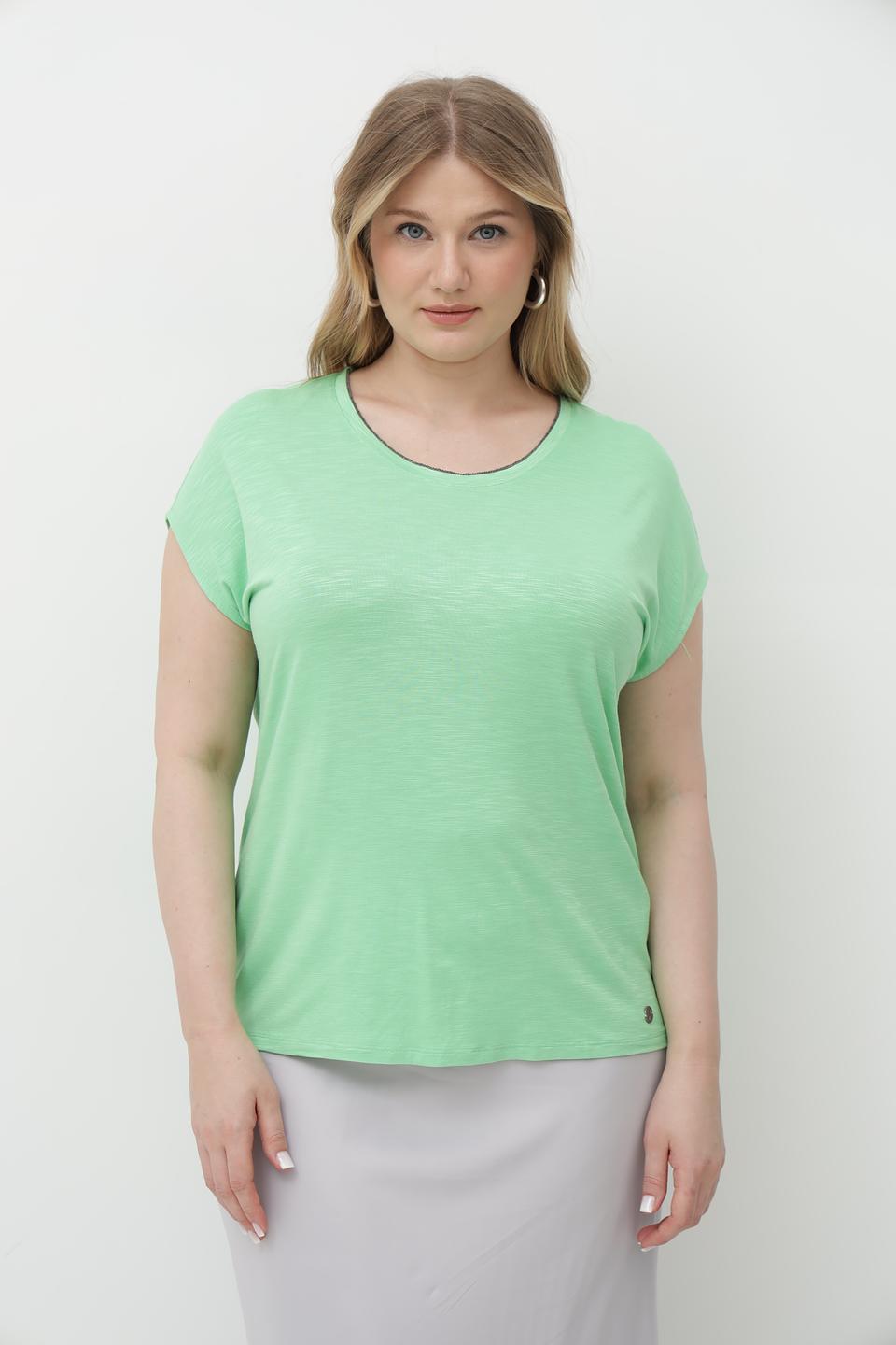 Футболка Lebek с V-образным вырезом мятная