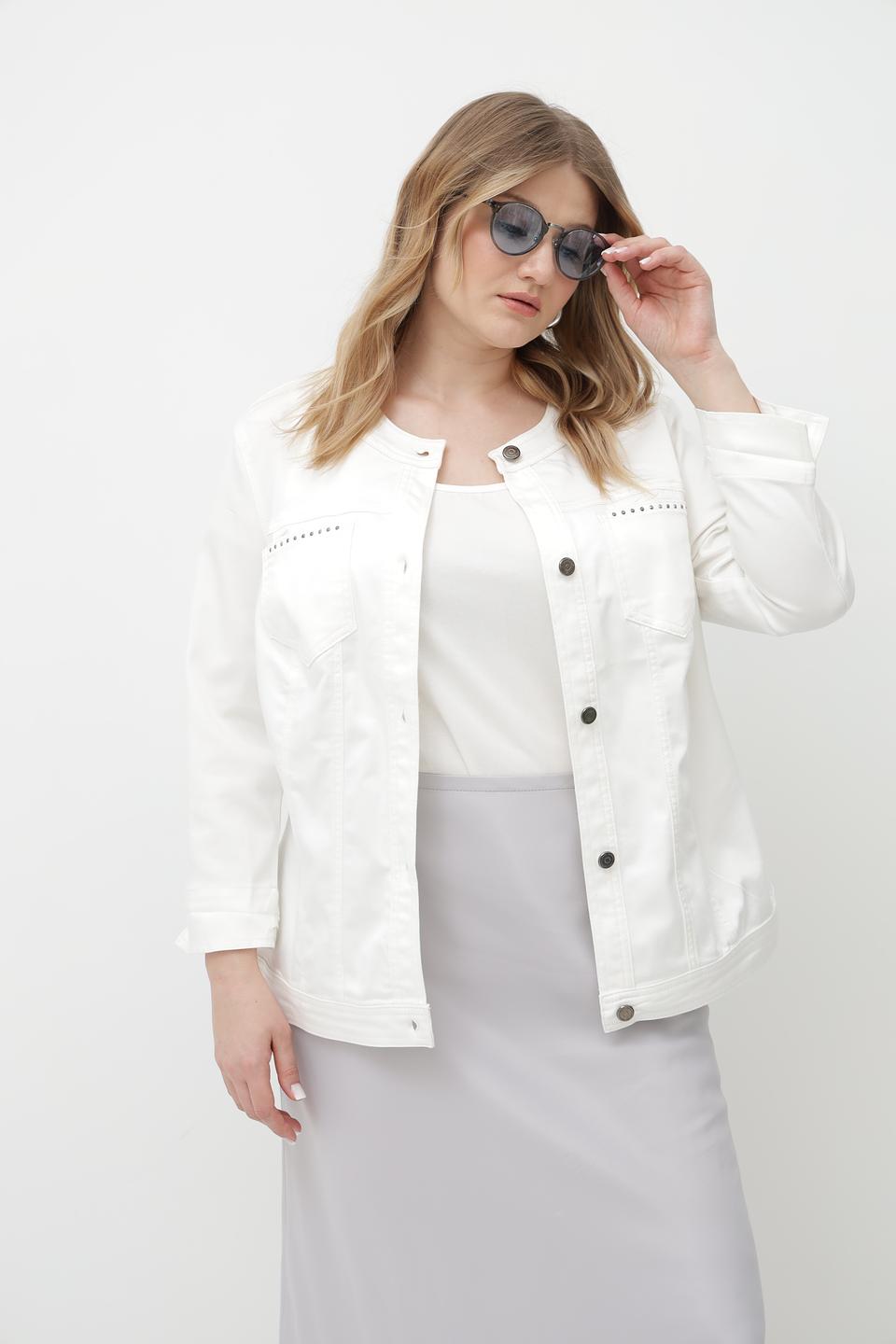 Жакет Lebek белый с декоративной отделкой