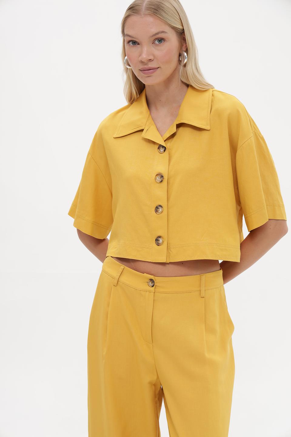 Жакет Croche укороченный горчичный