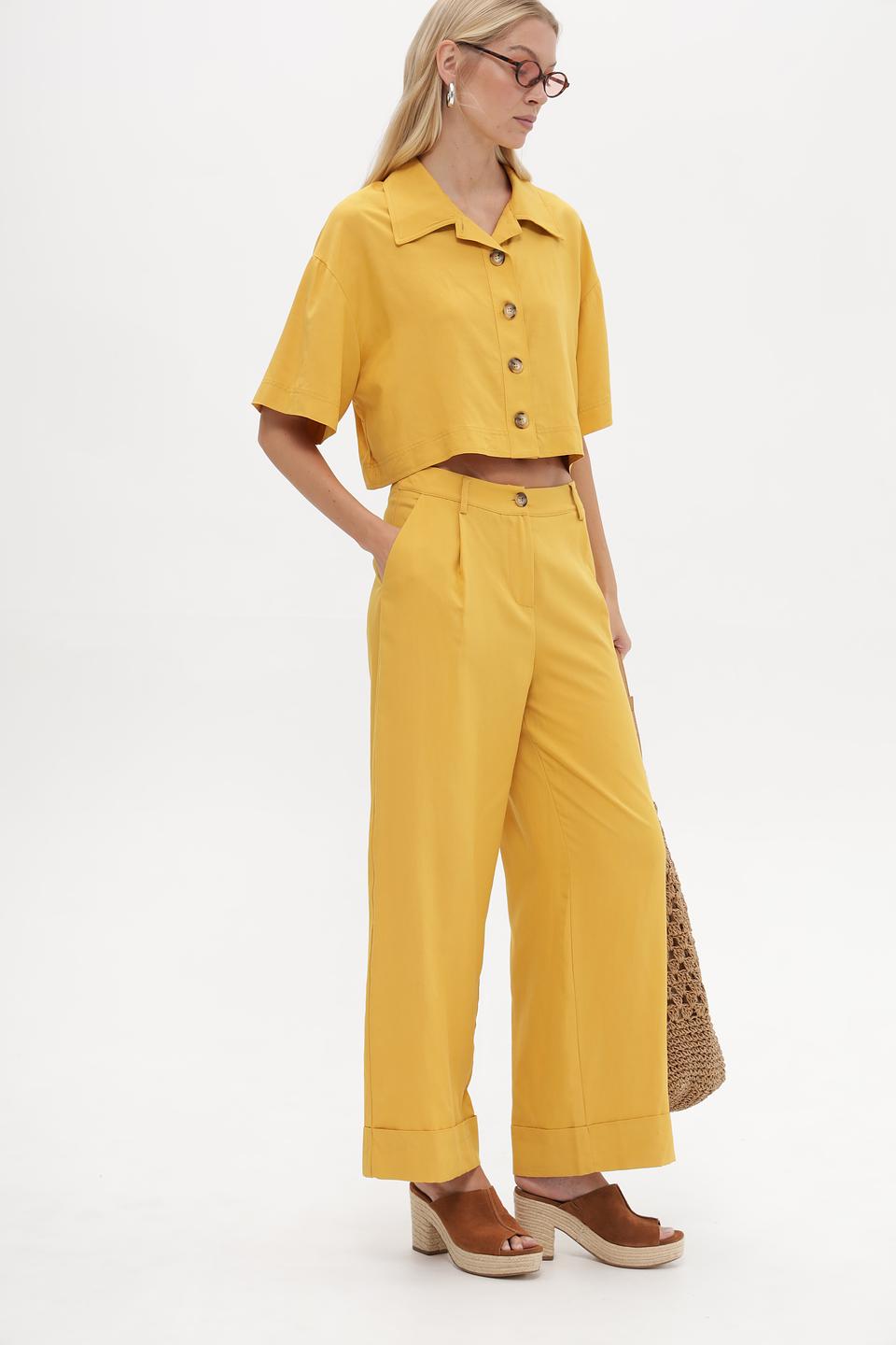 Брюки палаццо Croche горчичный