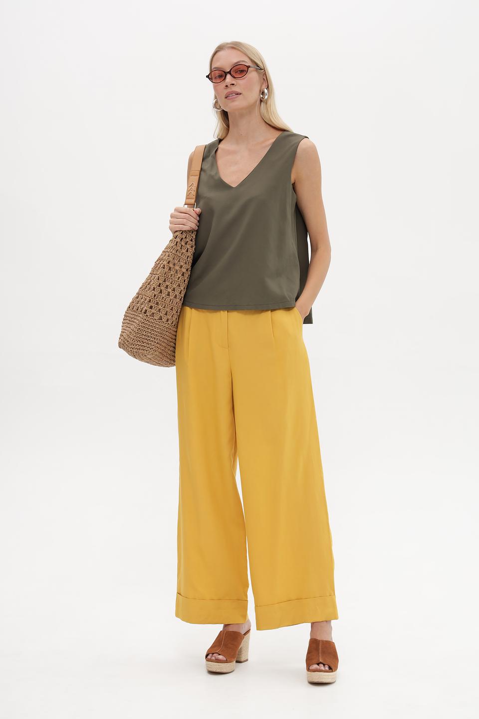 Брюки палаццо Croche горчичный