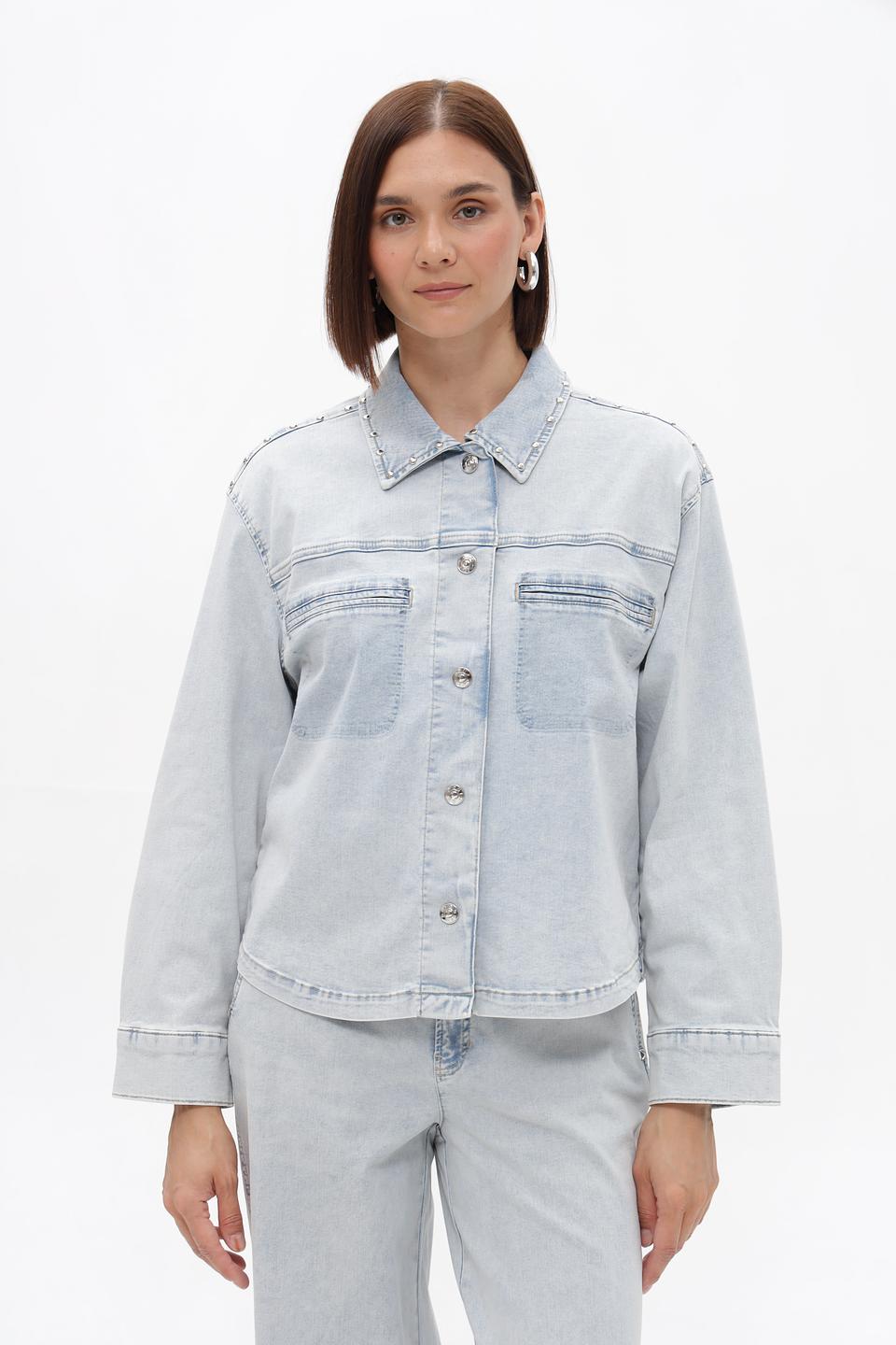 Джинсовый жакет Oui светло-голубой