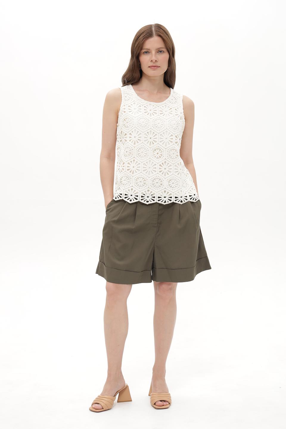 Топ Broadway с кружевом молочный