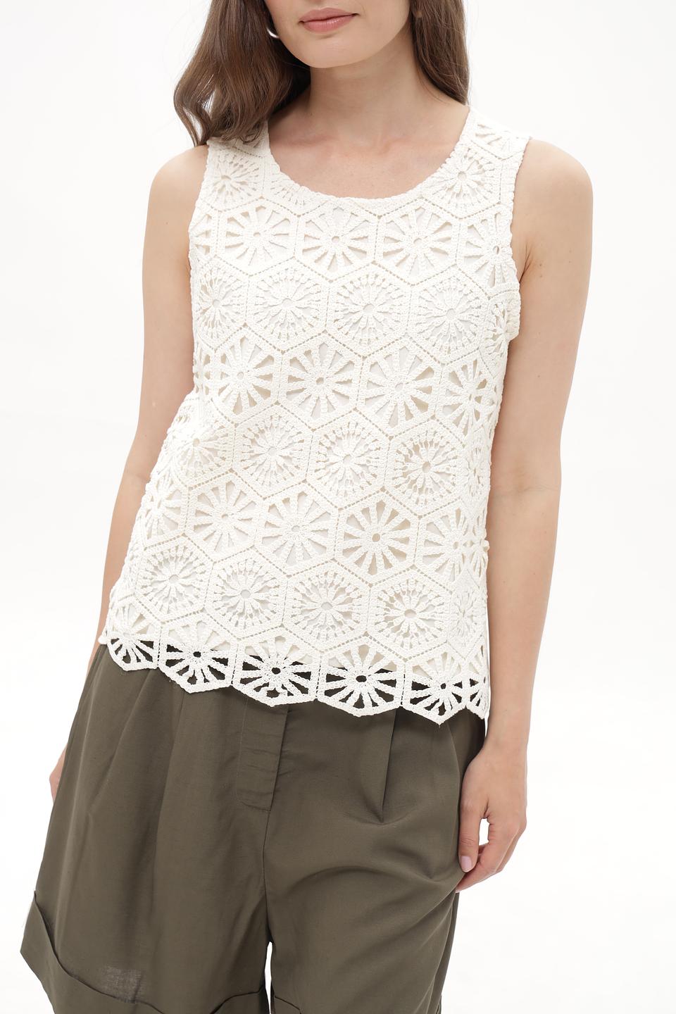 Топ Broadway с кружевом молочный