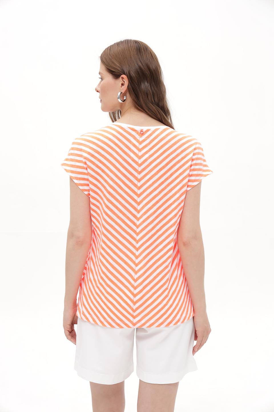 Футболка Time Zone в полоску персиковую