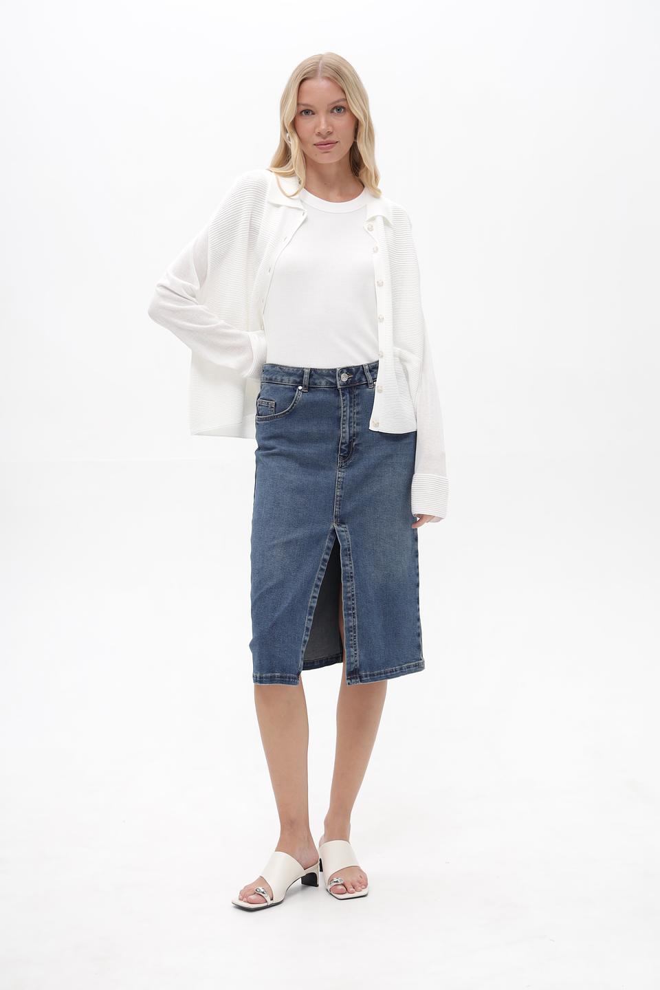 Юбка джинсовая Oui с разрезом