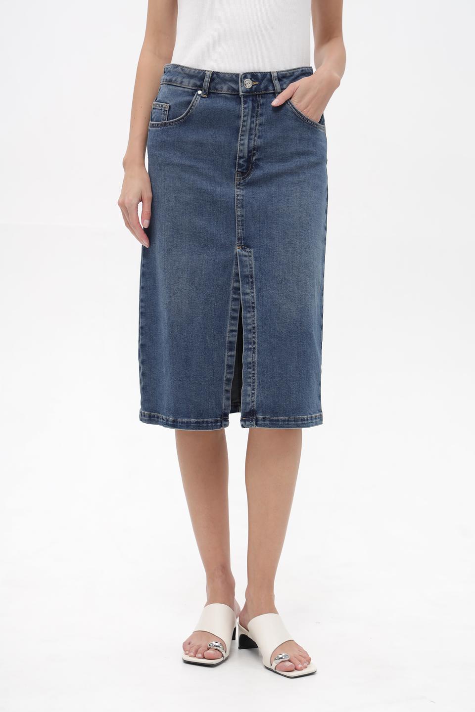 Юбка джинсовая Oui с разрезом
